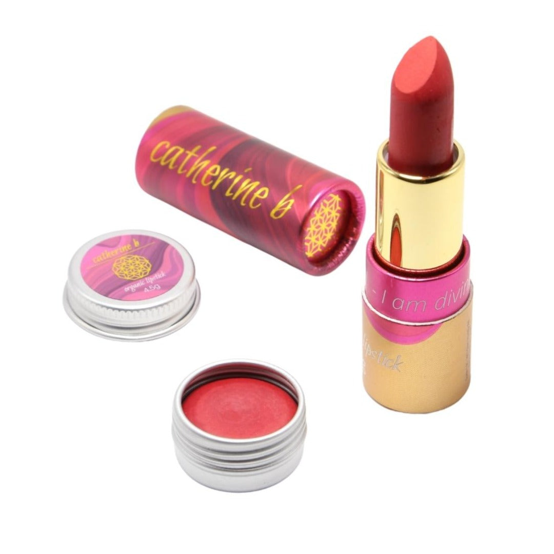Berry Kissable - Vibrant Berry Pink Red Orange Organic Lipstick available in 4.5g tin or tube