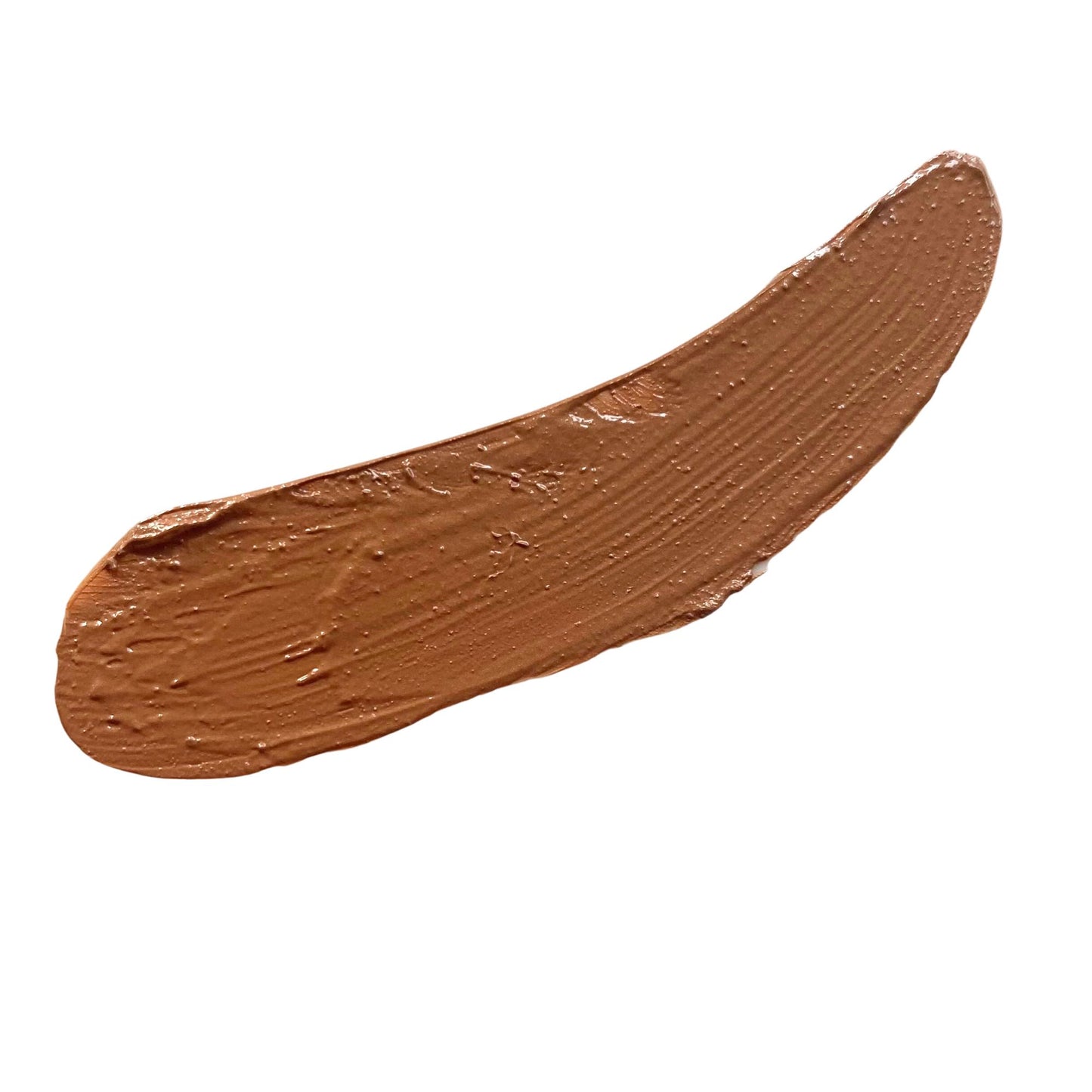 white background with a swatch of deep brown glamorous foundation