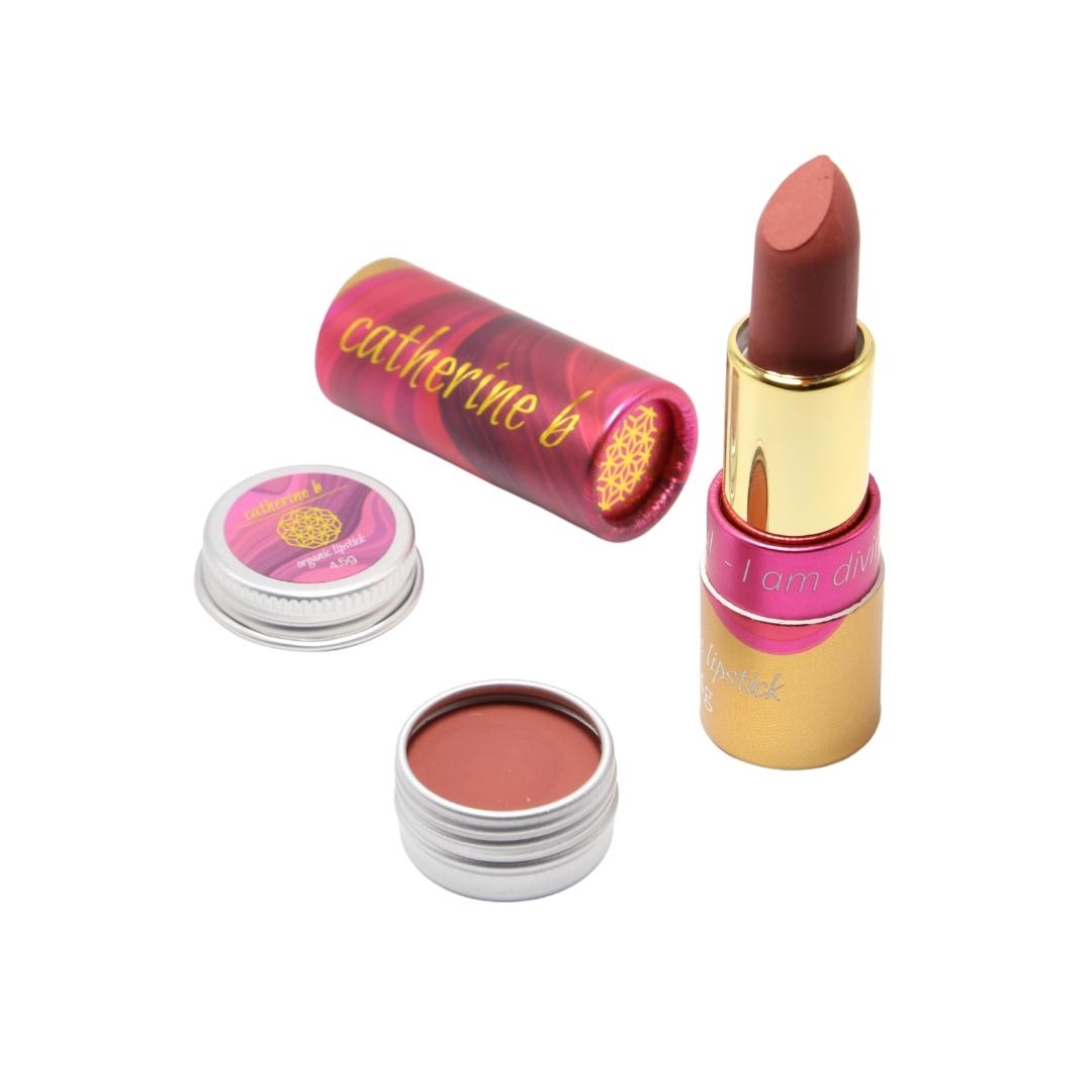 Captivate - Deep Nude Brown Plumb Orange Undertone Organic Lipstick available in 4.5g tin or 4g tube