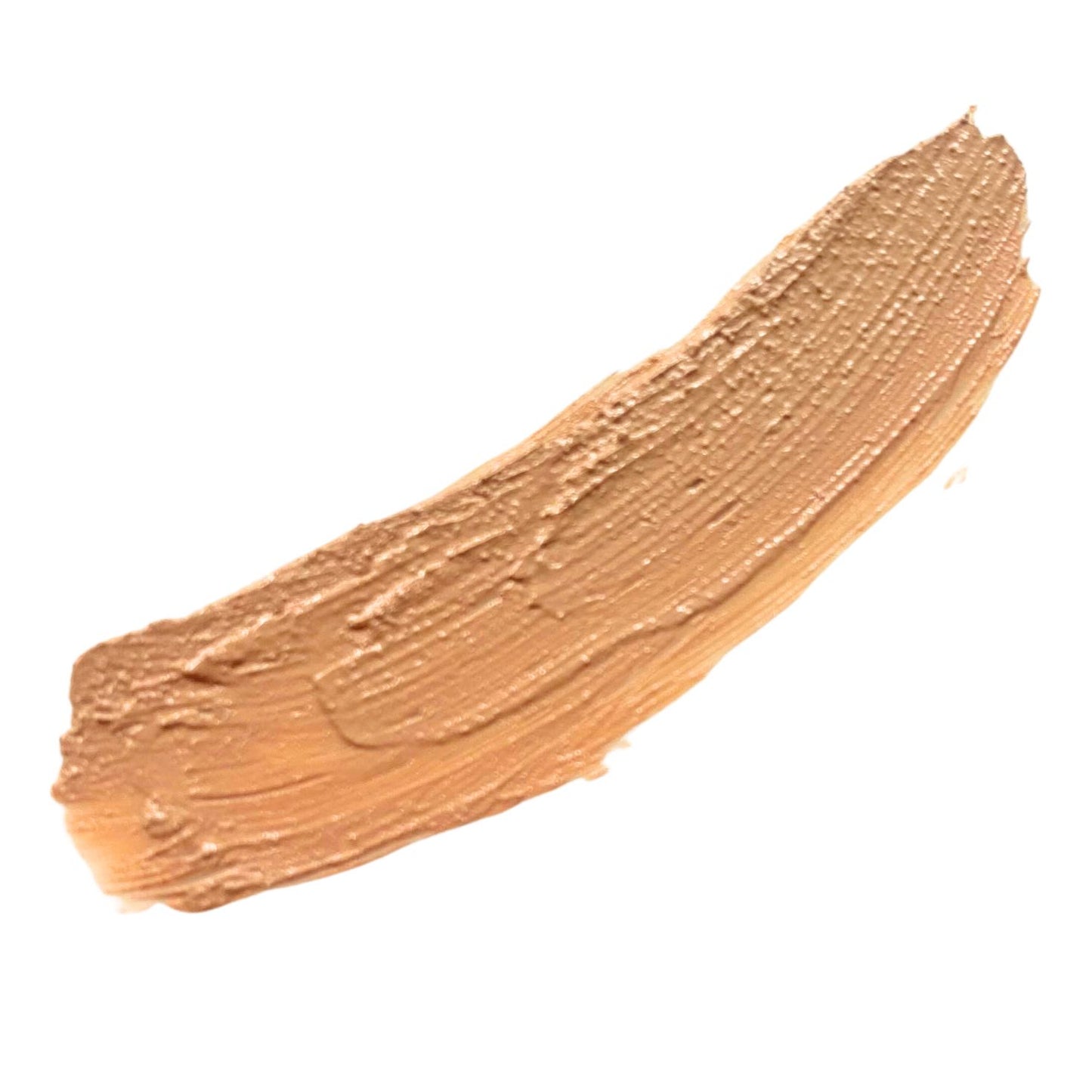 White background with a yellow smear of elegant foundation that has a yellow/olive undertone perfect for mediterranean skin