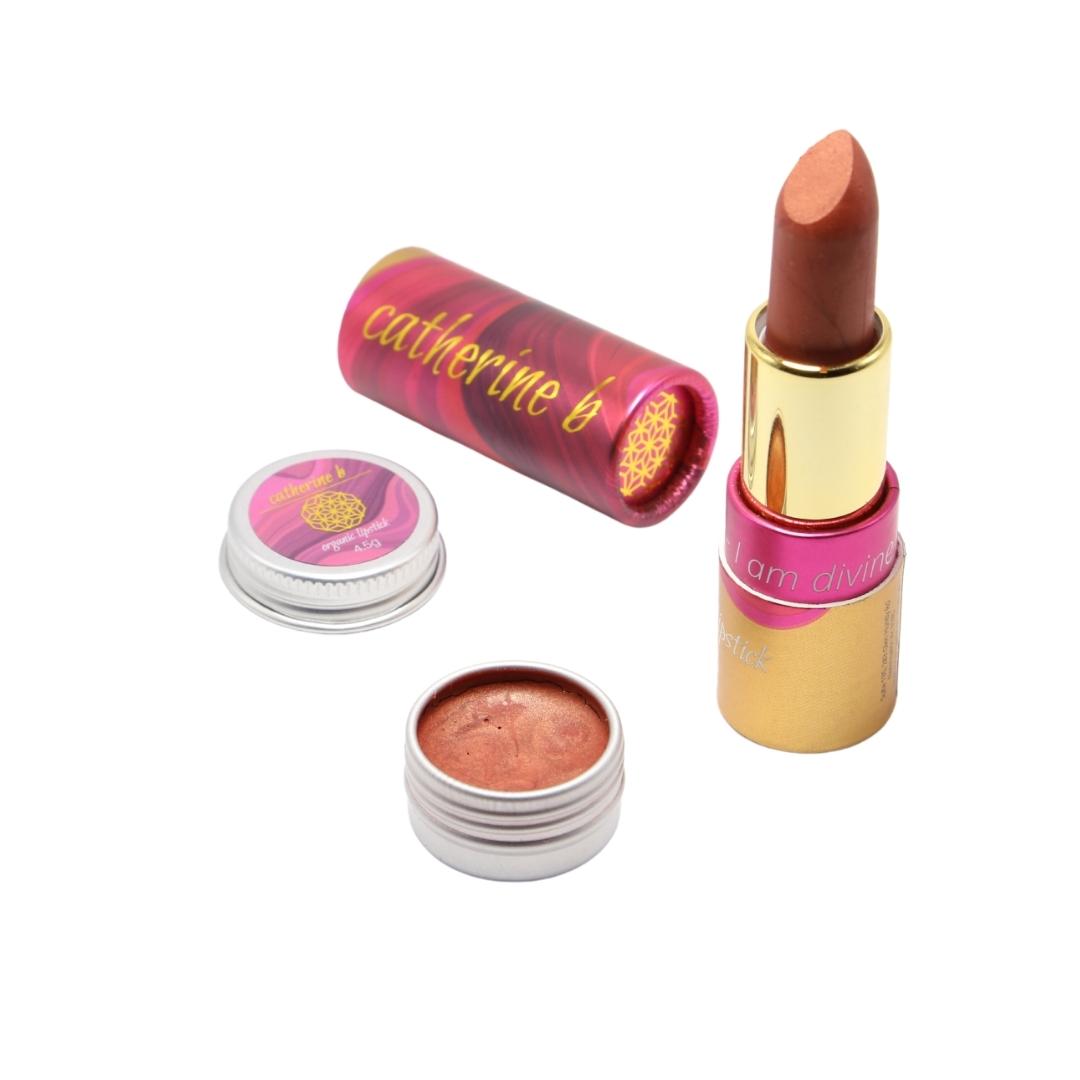 Enchant - Shimmery Soft Bronze Organic Lipstick in 4.5g tin and 4g tube