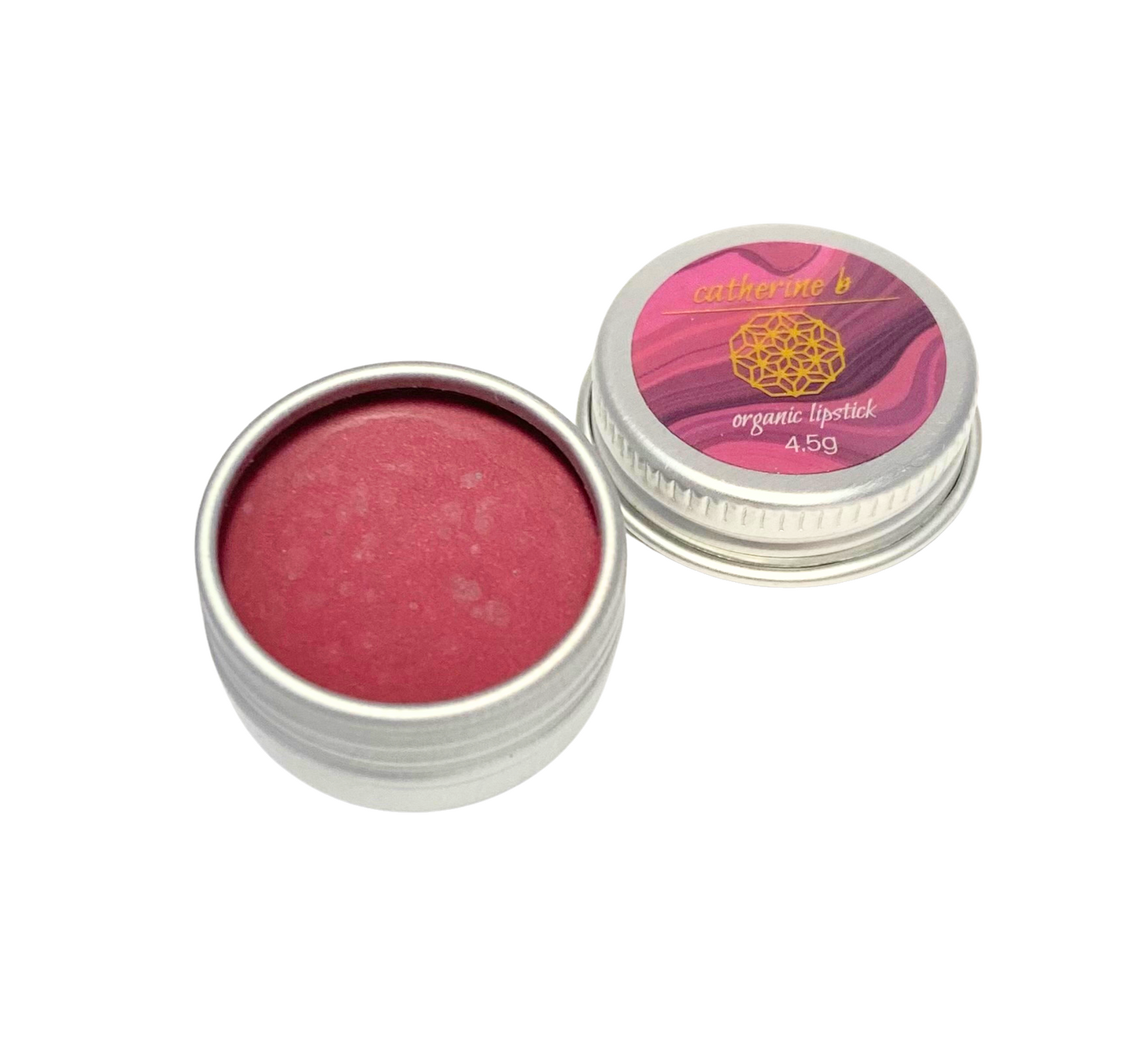 ethereal deep rose pink lipstick in aluminium tin on a white background