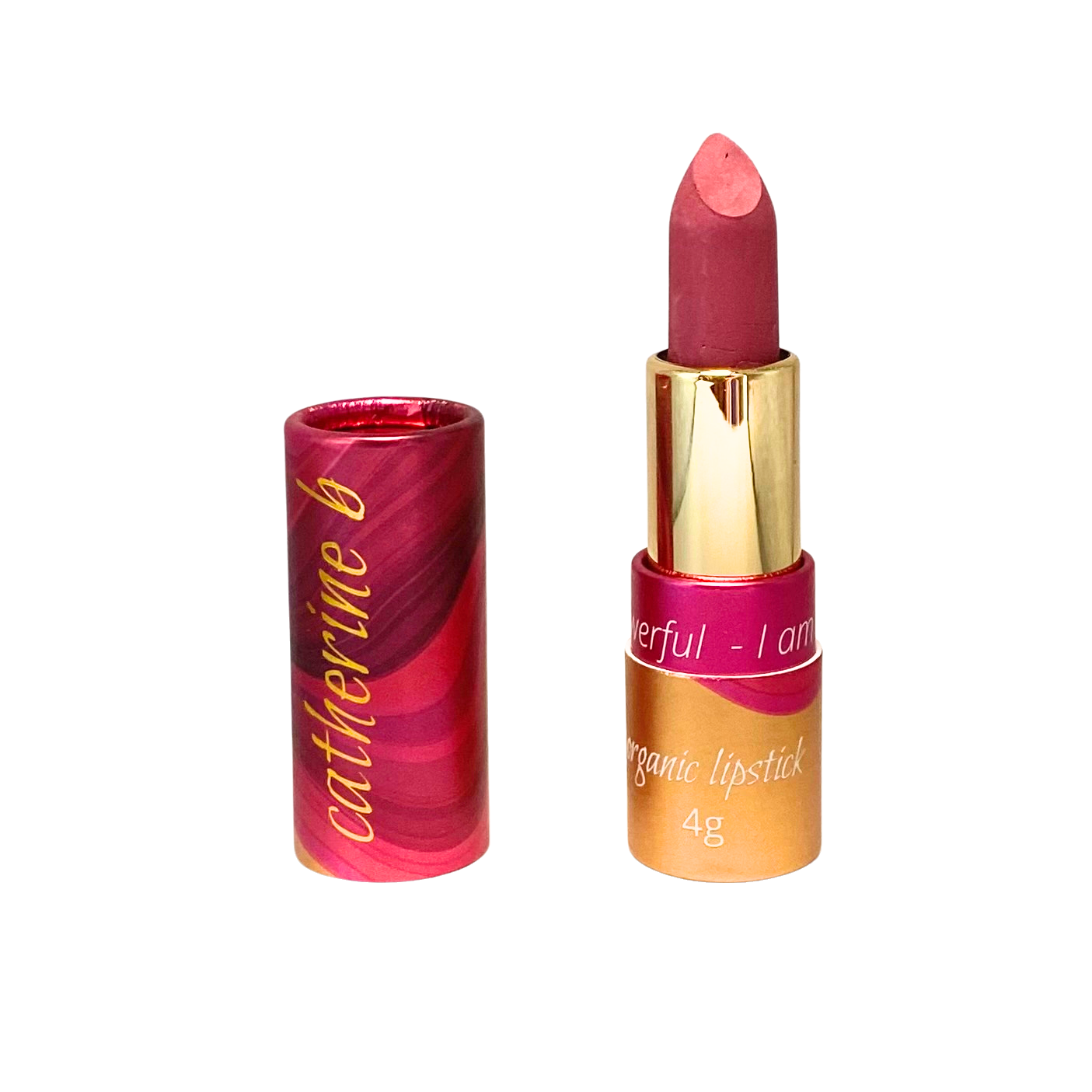 ethereal deep rose pink lipstick tube on white background