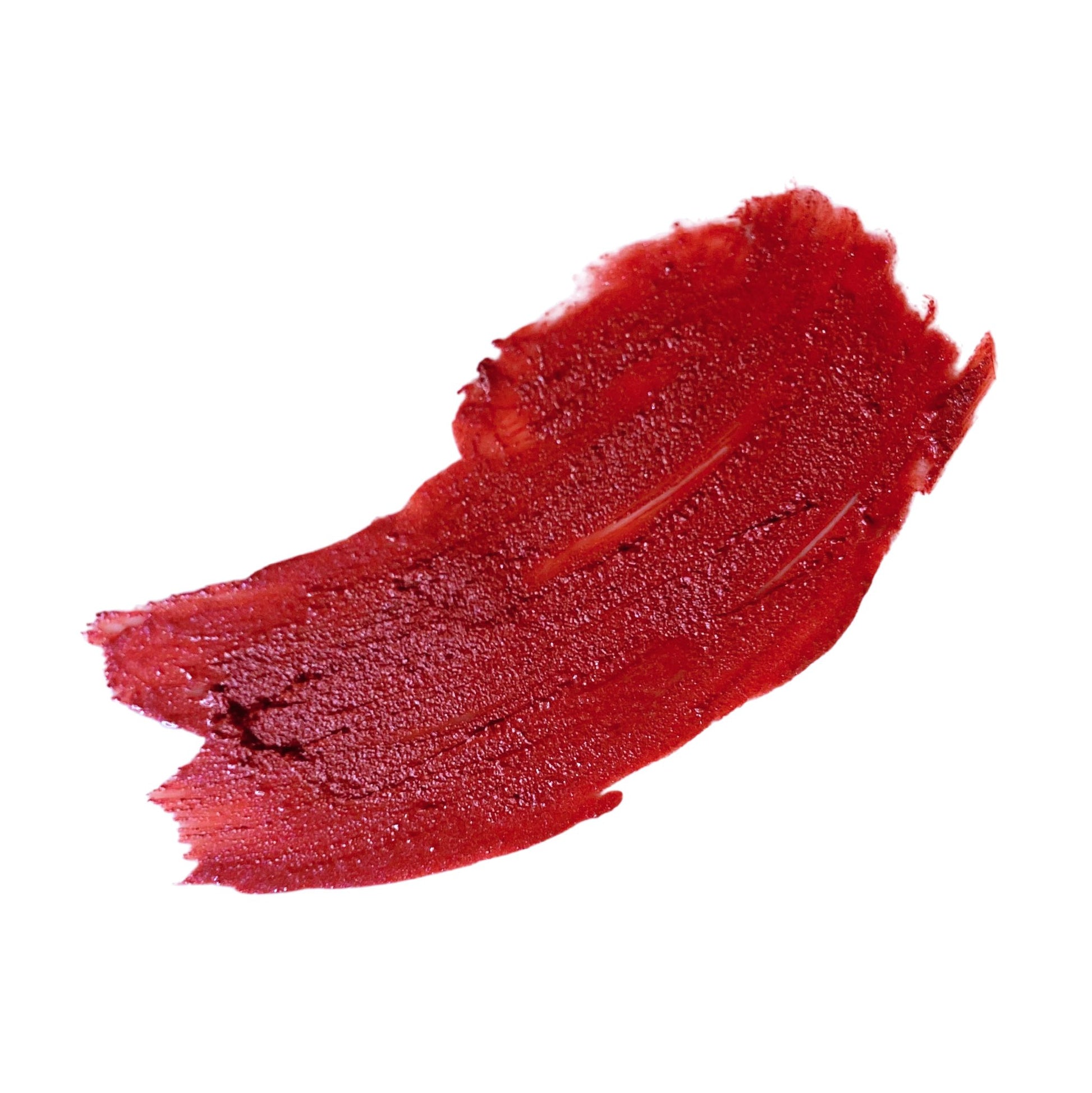Purpose blush deep orange with purple undertone smear on white background