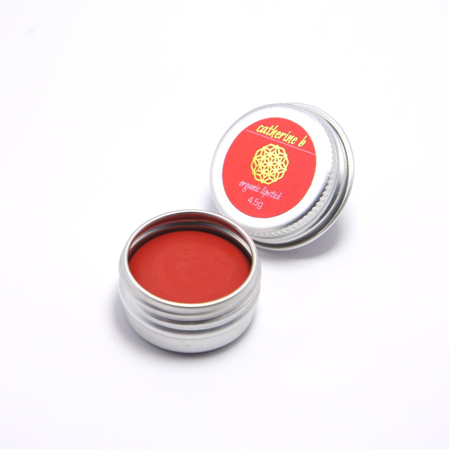 Brick Red - Rich Orange Red Organic Lipstick available in 4.5g tin 