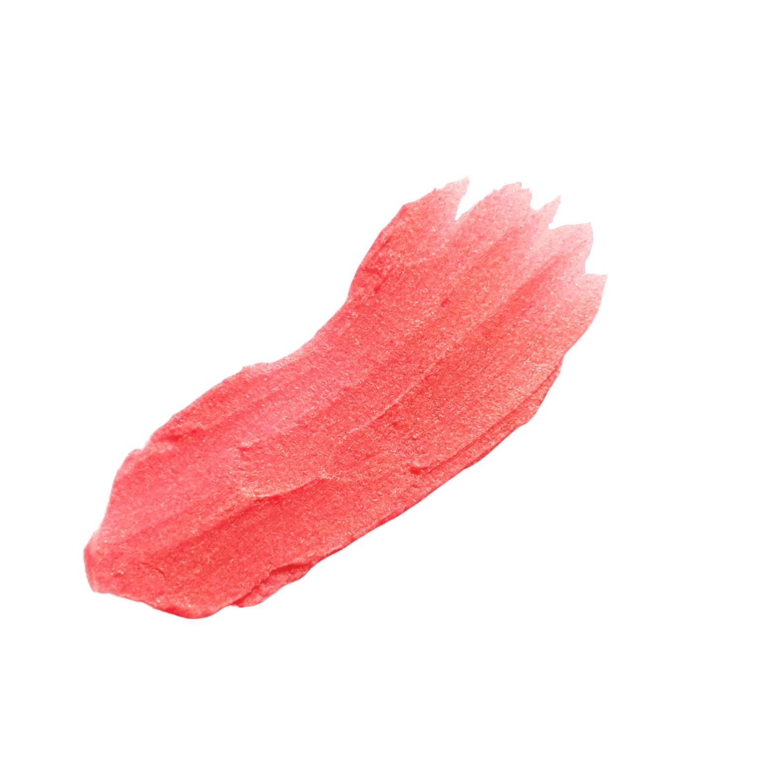 soft peach - cherry blossom tinted lip balm smear on white background