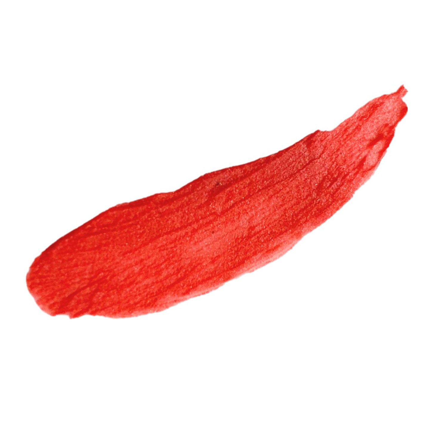 soft coral with an orange undertone tinted lip balm smear on white background