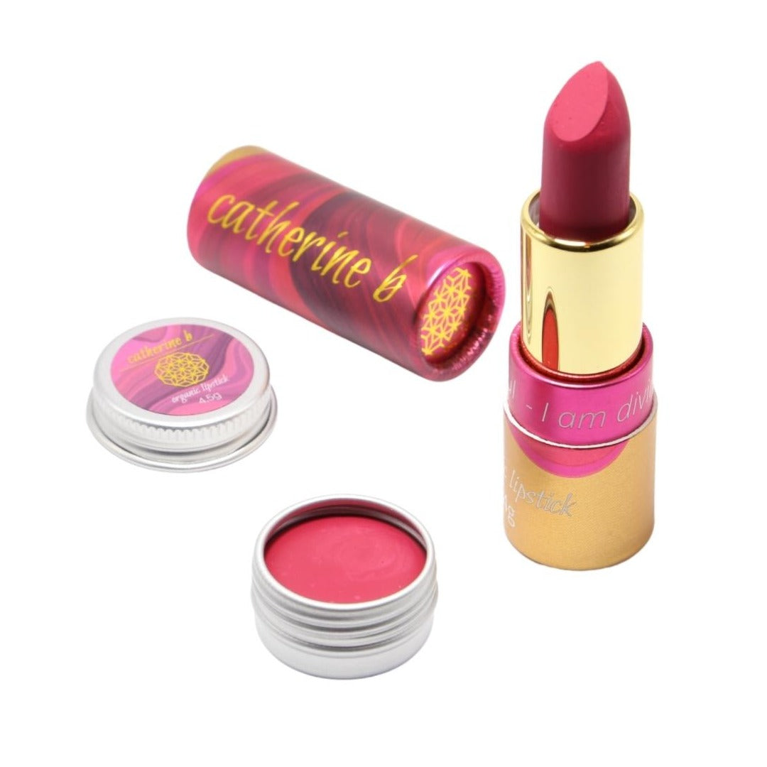 Ruby Wine - Deep Fuchsia Pink Organic Long Lasting Lipstick 4g tube and 4.5g tin