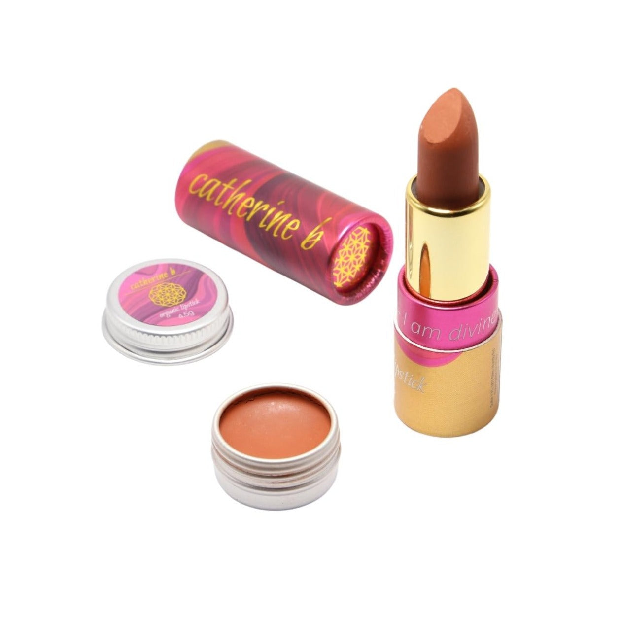 Warm Bronze - Terracotta Brown Organic Long Lasting Lipstick 4g tube and 4.5g tin